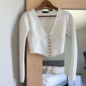PrettyLittleThing White V-Neck Corset Top